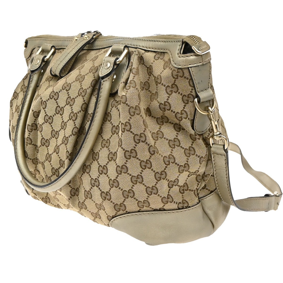Gucci Gucci Sukey Top Handle Satchel GG Canvas with Leather Medium Beige