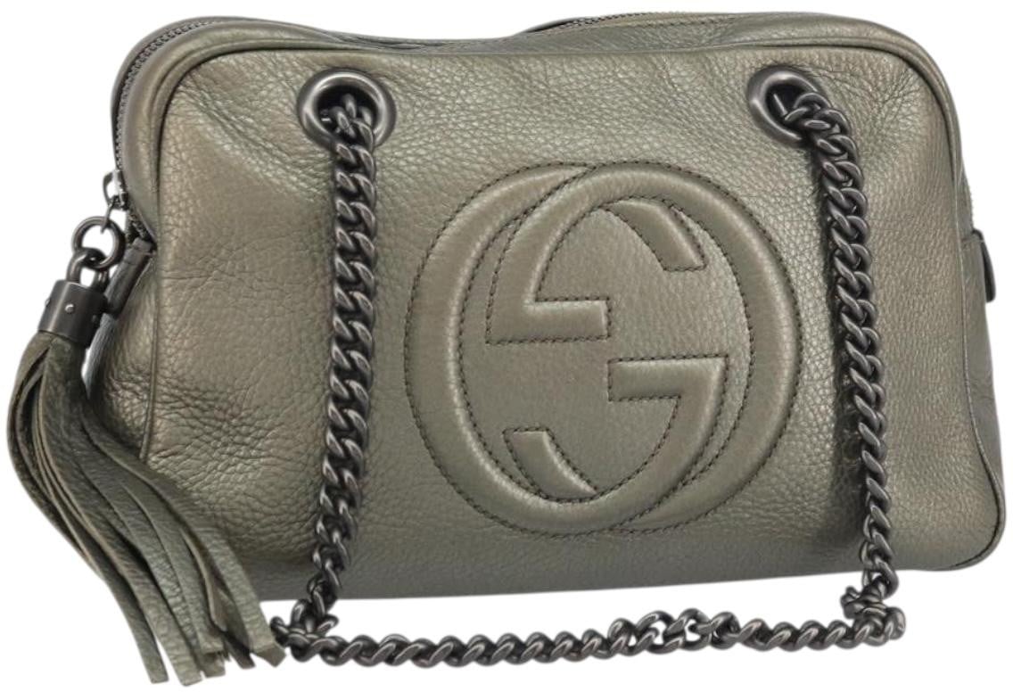 Gucci Gucci Soho Chain Zip Shoulder Bag Leather Small Goud