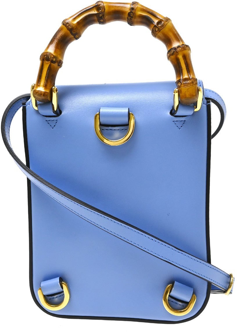 Gucci Bamboo Top Handle Backpack Leather Blauw