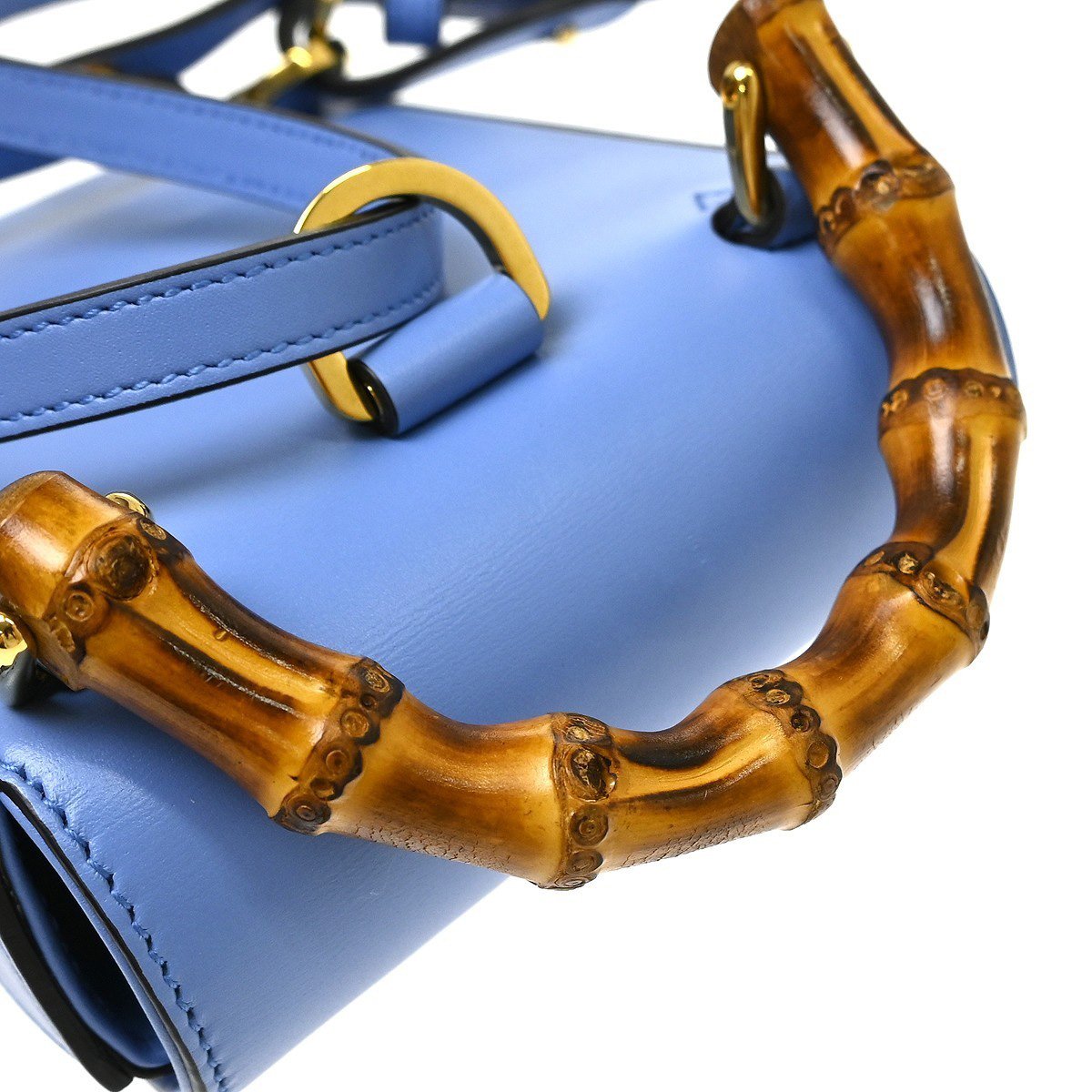 Gucci Bamboo Top Handle Backpack Leather Blauw