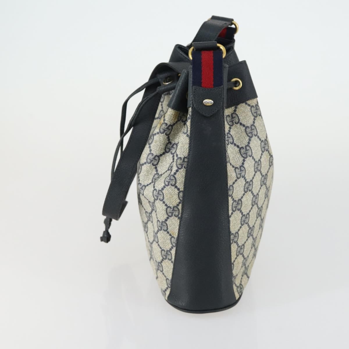 Gucci Gucci Drawstring Bucket Bag GG Canvas Small Navy