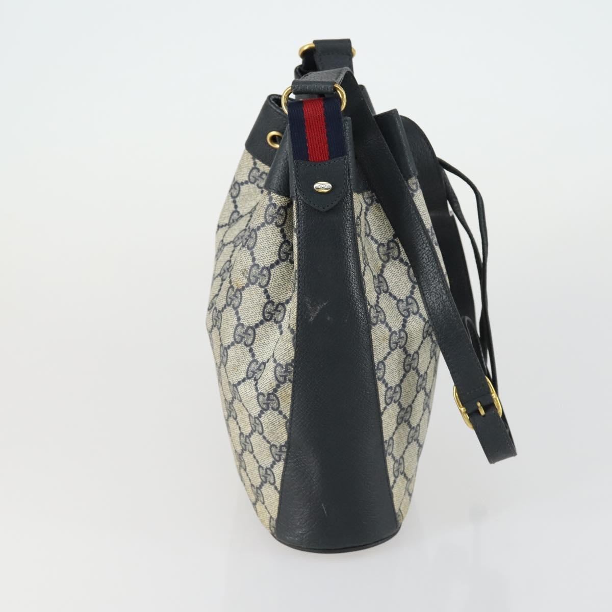Gucci Gucci Drawstring Bucket Bag GG Canvas Small Navy