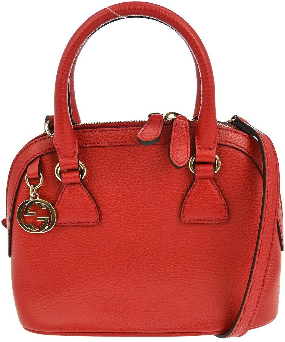 Gucci Gucci Convertible Dome Satchel Leather Mini Rood
