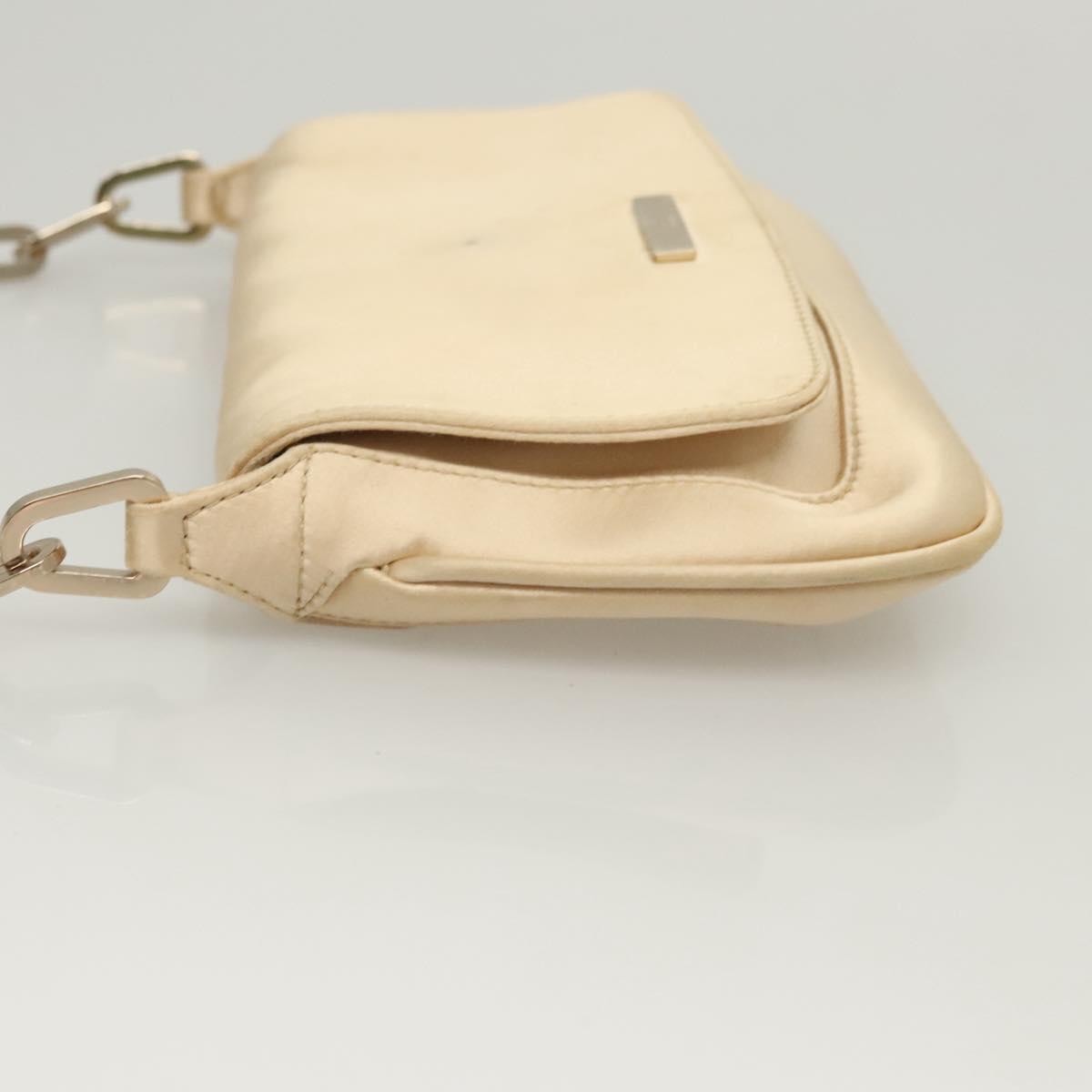 Gucci Gucci Chain Flap Shoulder Bag Satin Beige