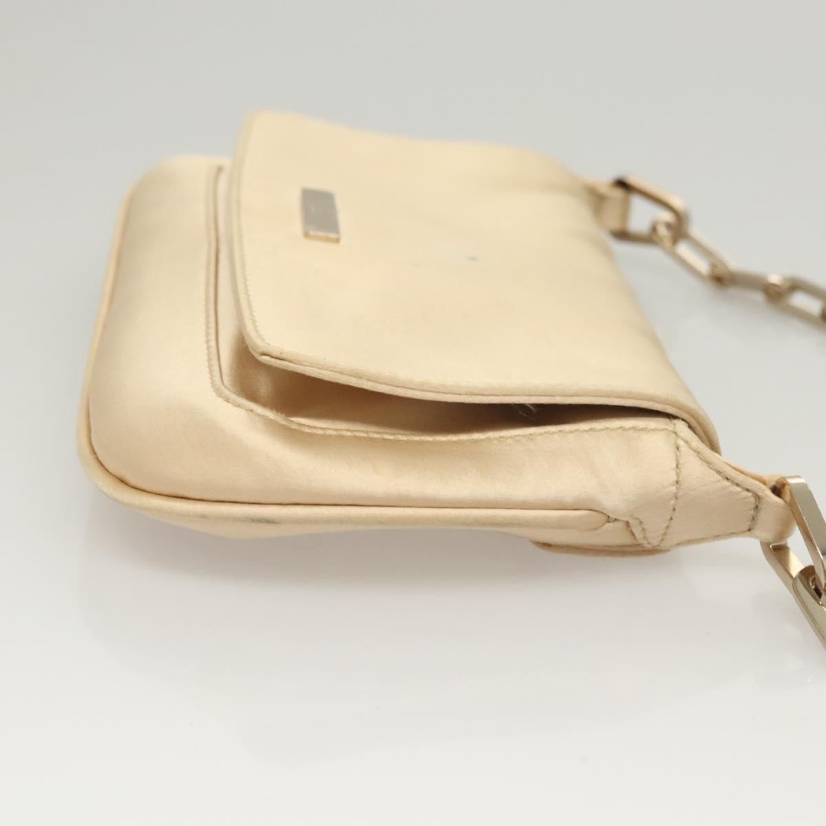 Gucci Gucci Chain Flap Shoulder Bag Satin Beige