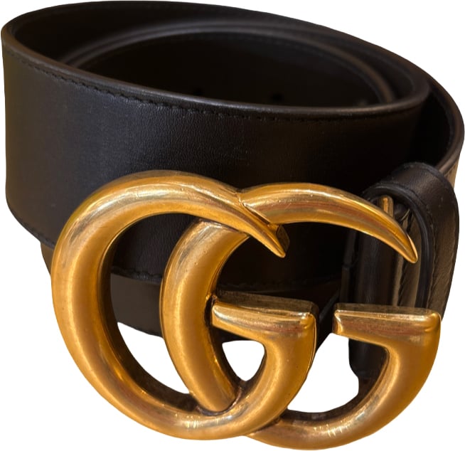 Gucci GG Marmont Belt Leather Wide Zwart