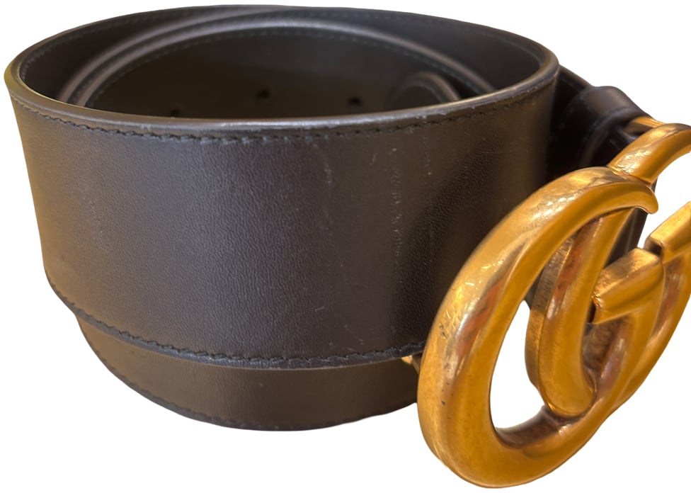 Gucci GG Marmont Belt Leather Wide Zwart