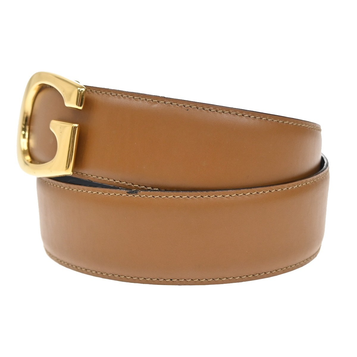 Gucci Gucci Vintage Interlocking G Reversible Belt Leather Thin Bruin