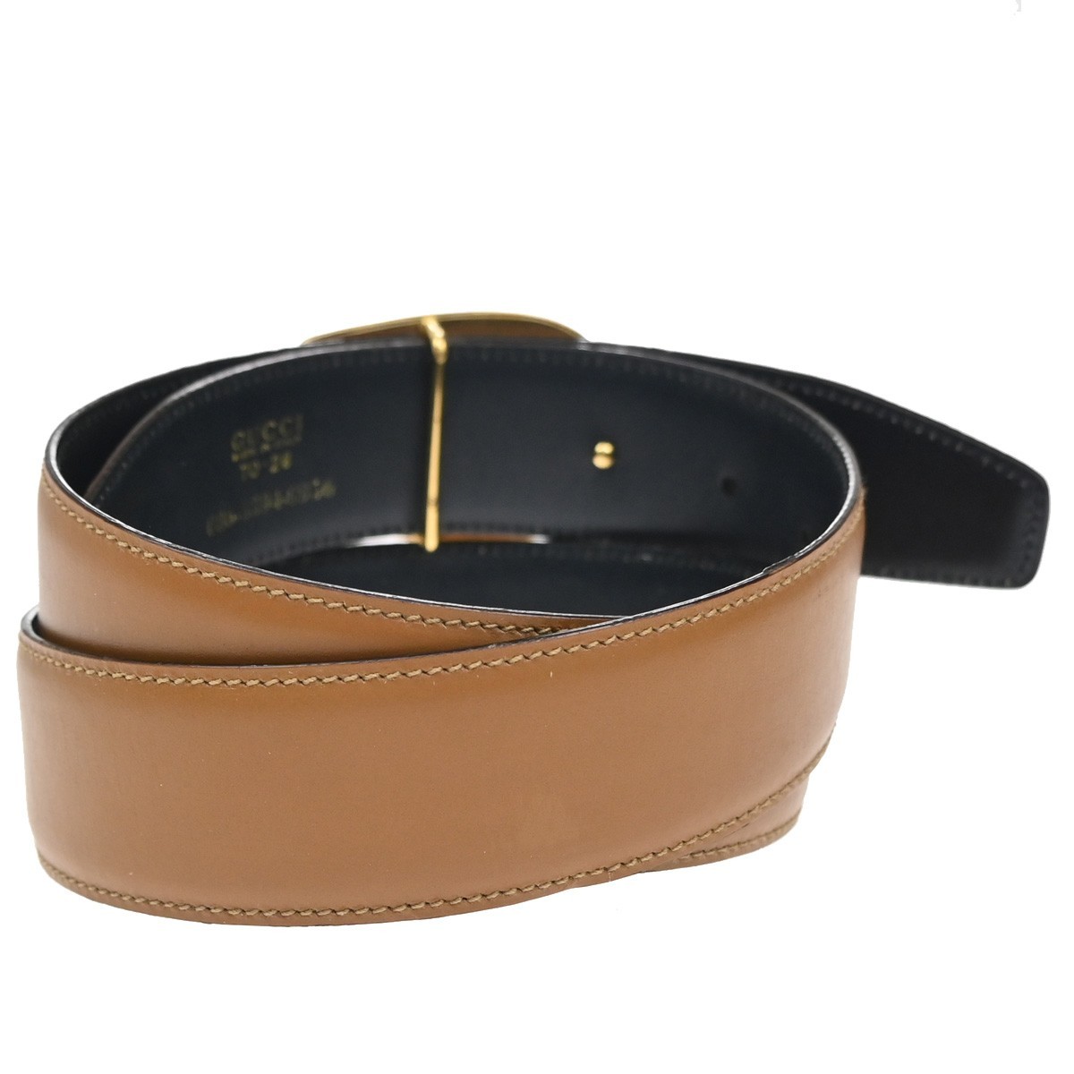 Gucci Gucci Vintage Interlocking G Reversible Belt Leather Thin Bruin