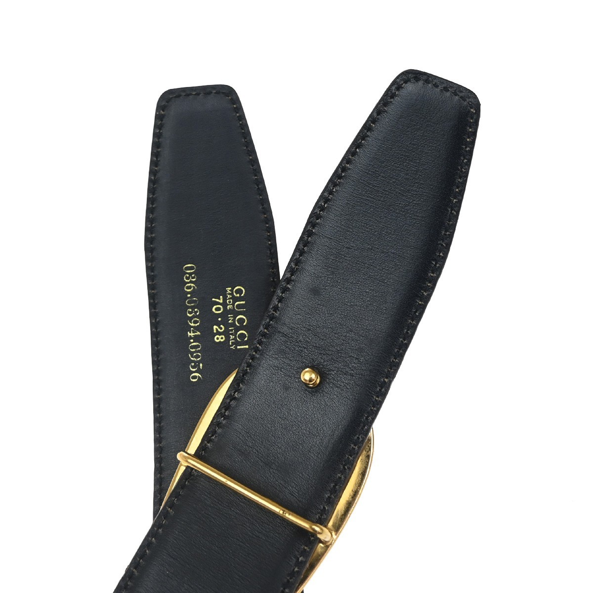 Gucci Gucci Vintage Interlocking G Reversible Belt Leather Thin Bruin