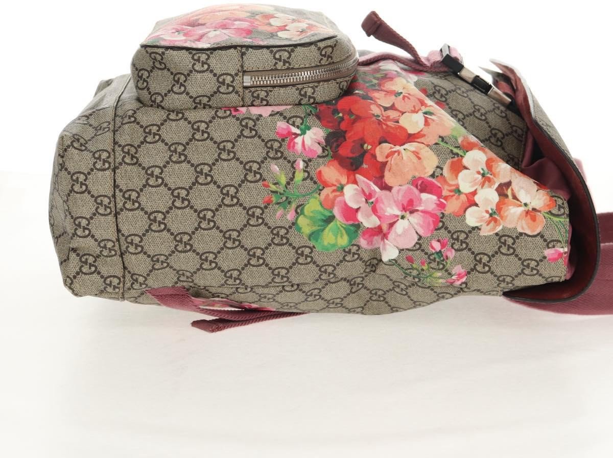 Gucci Gucci Buckle Backpack Blooms Print GG Coated Canvas Medium Beige