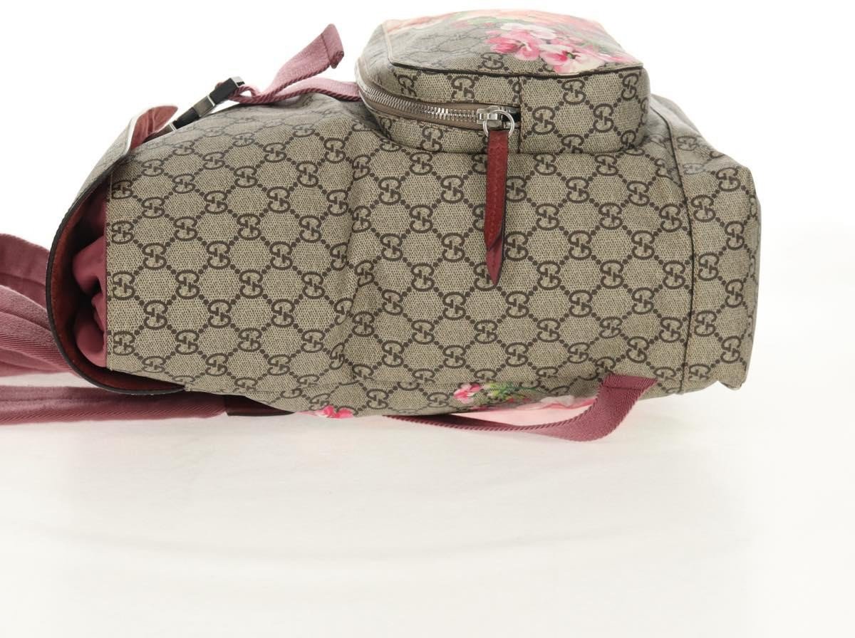 Gucci Gucci Buckle Backpack Blooms Print GG Coated Canvas Medium Beige
