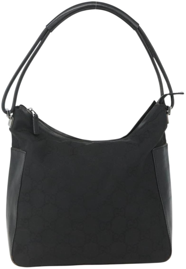 Gucci Gucci Vintage Zip Hobo GG Canvas and Leather Medium Zwart