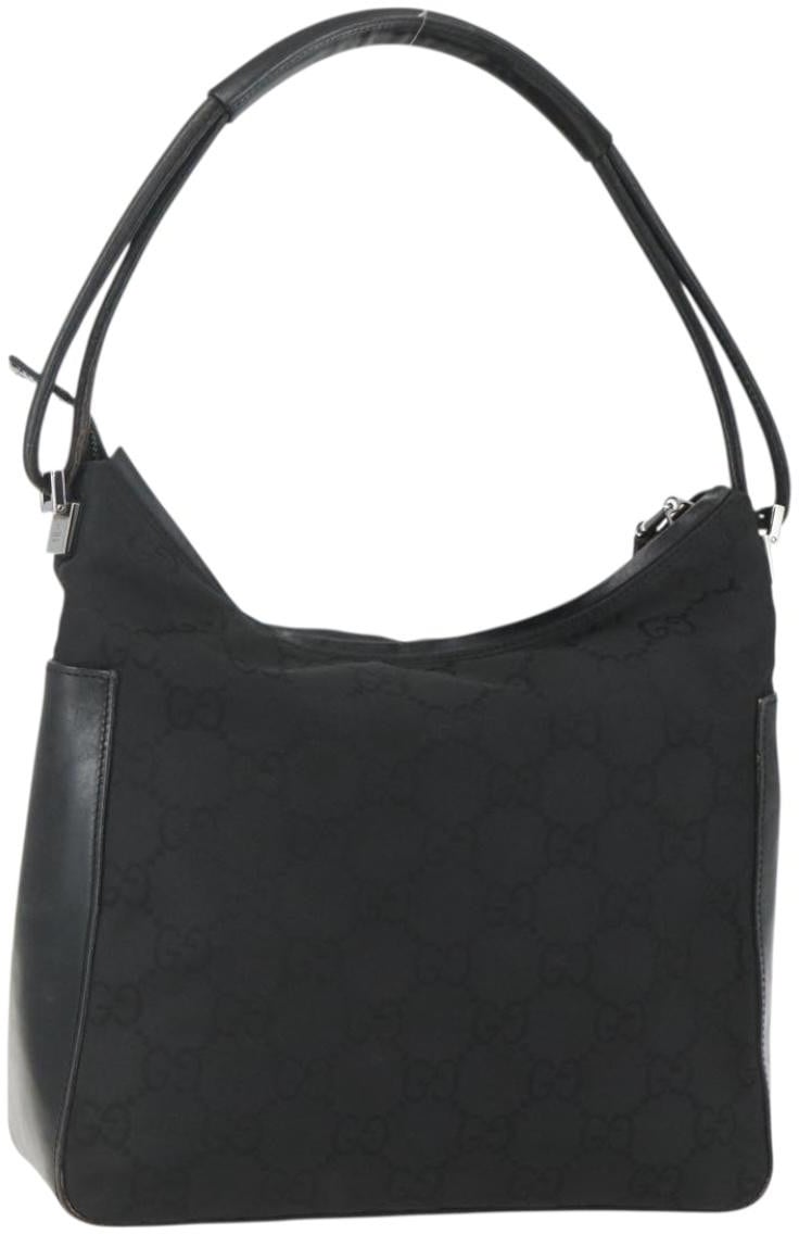 Gucci Gucci Vintage Zip Hobo GG Canvas and Leather Medium Zwart