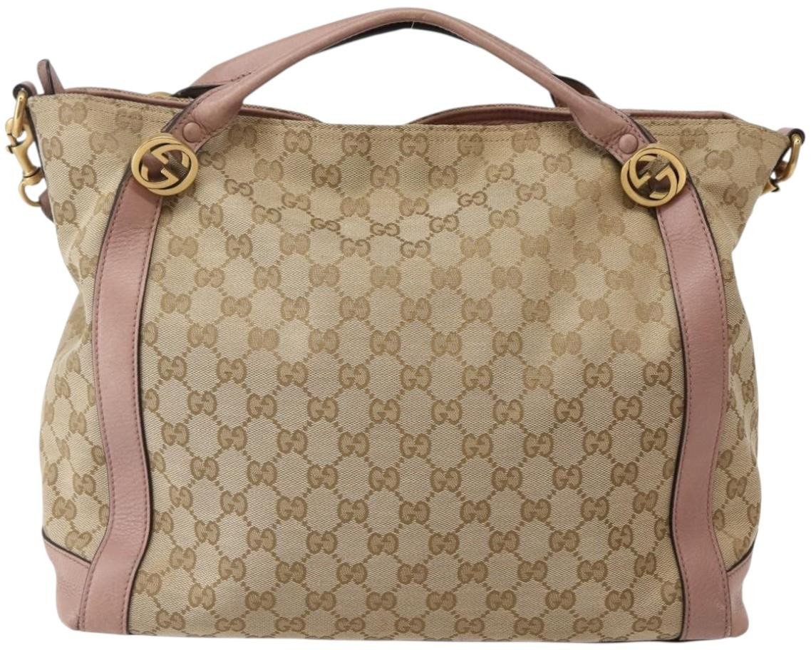 Gucci Vintage Interlocking G Canvas and Leather Beige