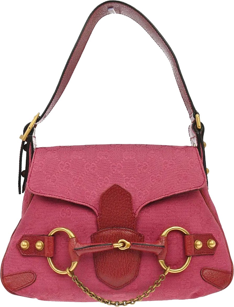 Gucci Horsebit Web Flap GG Canvas and white leather Mini Roze