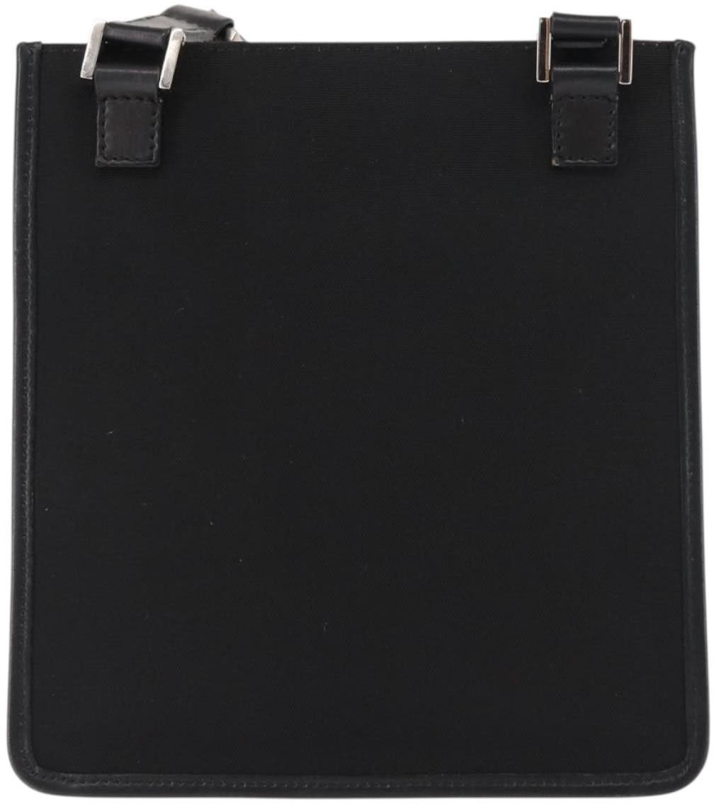 Gucci Gucci Vintage Flat Messenger Bag Nylon and Leather Zwart