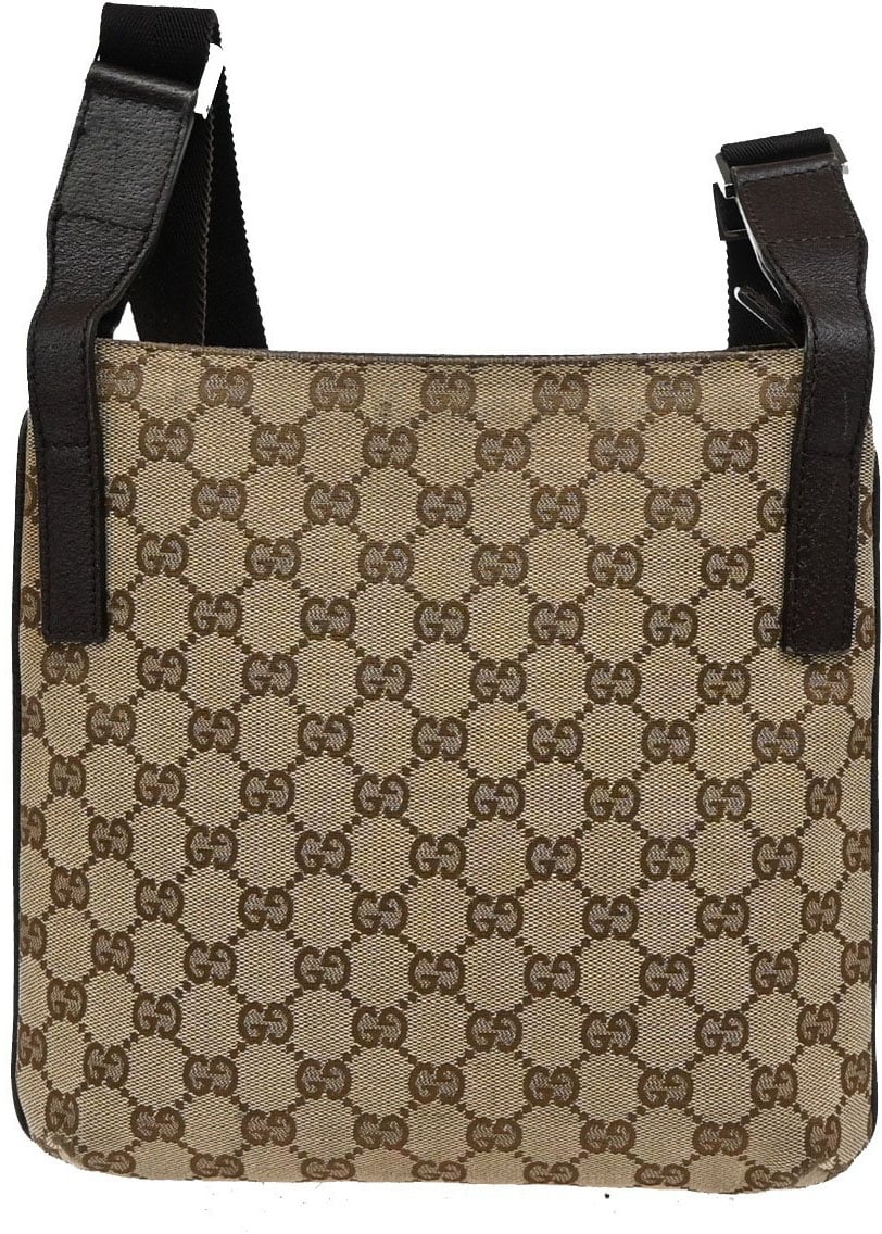 Gucci Gucci Zip Top Messenger GG Canvas with Leather Medium Bruin