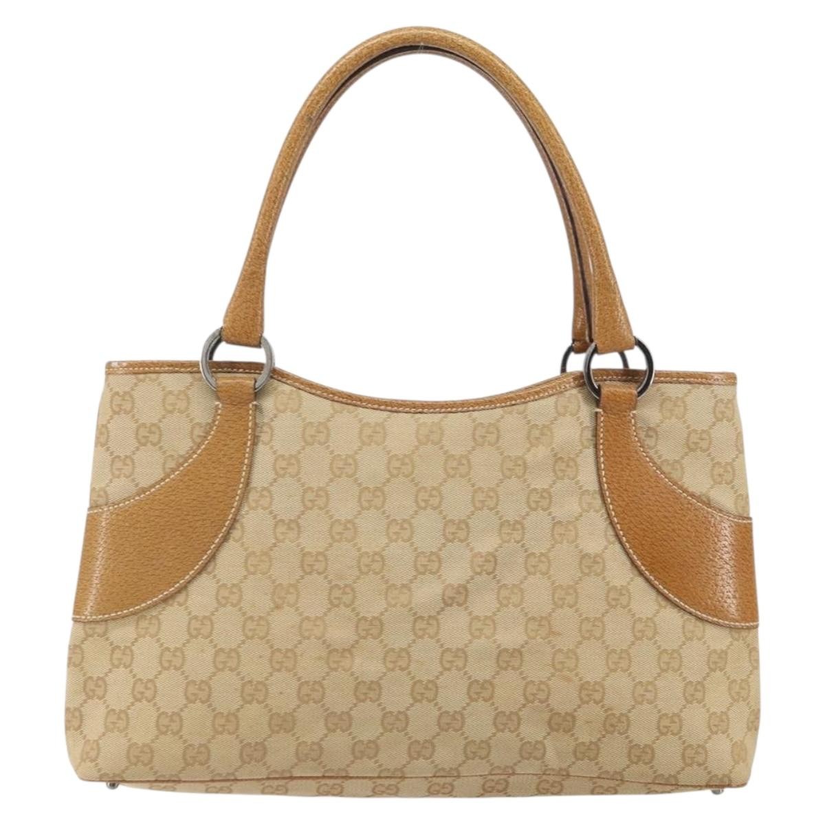 Gucci Gucci Vintage Ring Tote GG Canvas with Leather Medium Beige