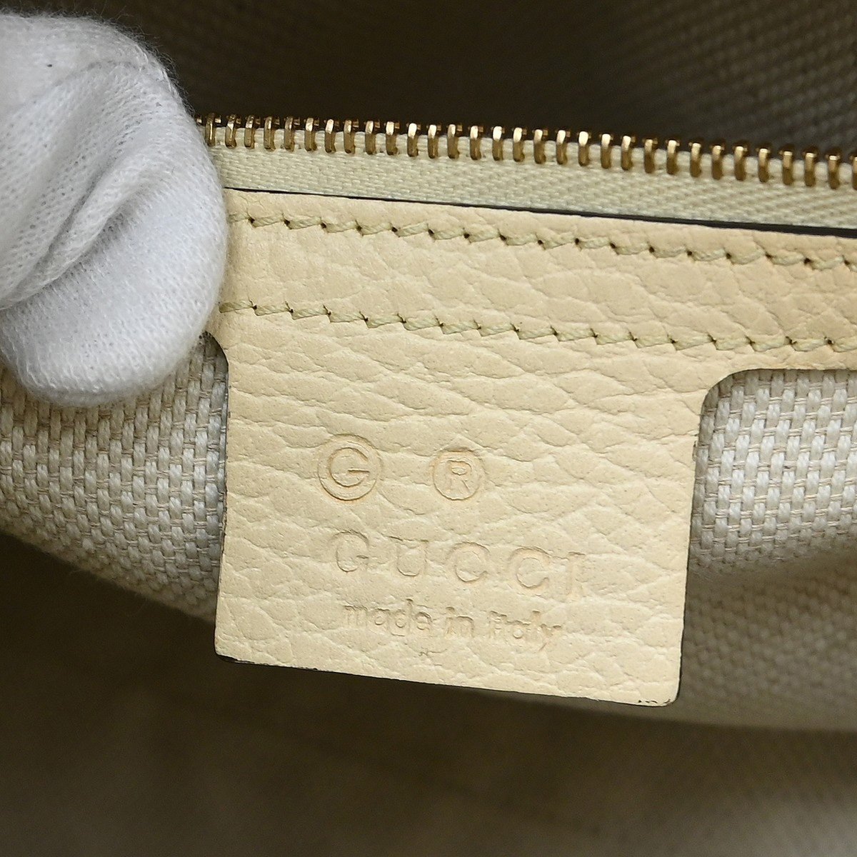 Gucci Soho Convertible Top Handle Satchel Leather Medium Beige