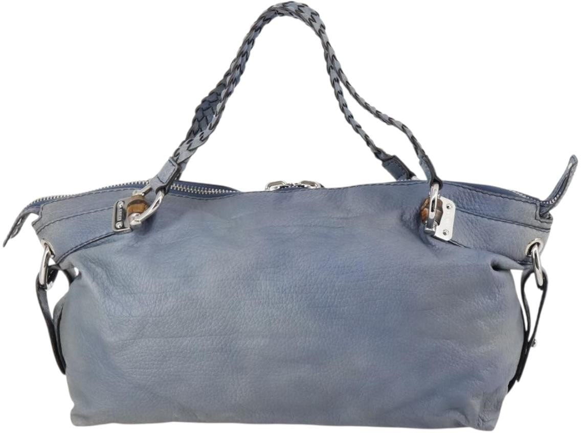 Gucci Gucci Bamboo Bar Shoulder Bag Leather Large Blauw