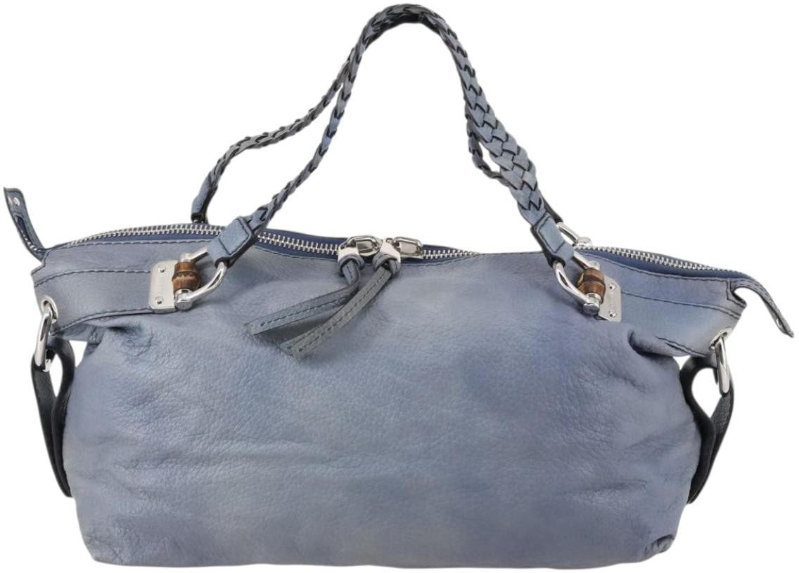 Gucci Gucci Bamboo Bar Shoulder Bag Leather Large Blauw