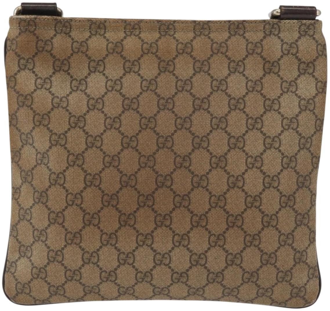 Gucci Gucci Flat Messenger Bag GG Coated Canvas Medium Beige