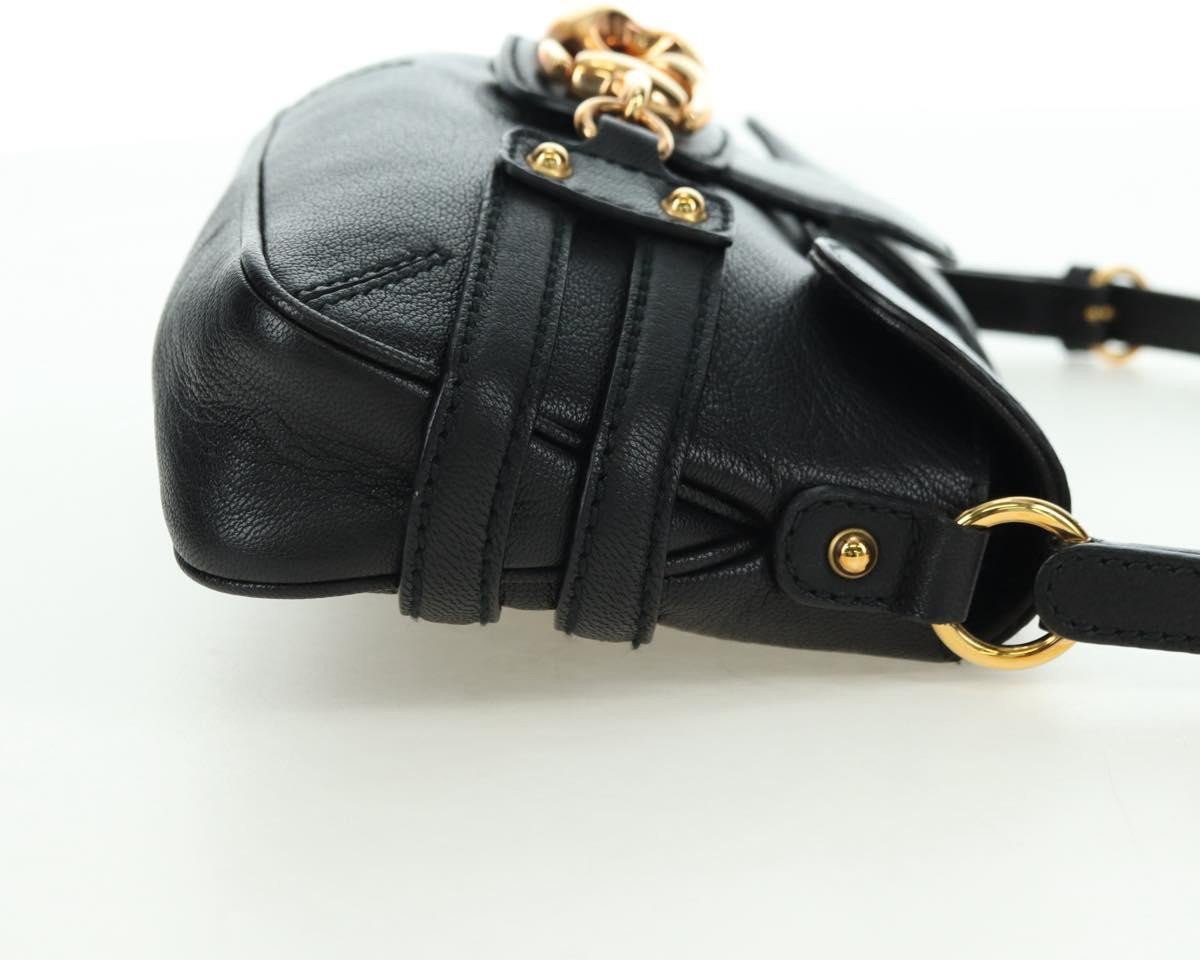Gucci Horsebit Shoulder Bag GG Canvas and Leather Large Zwart