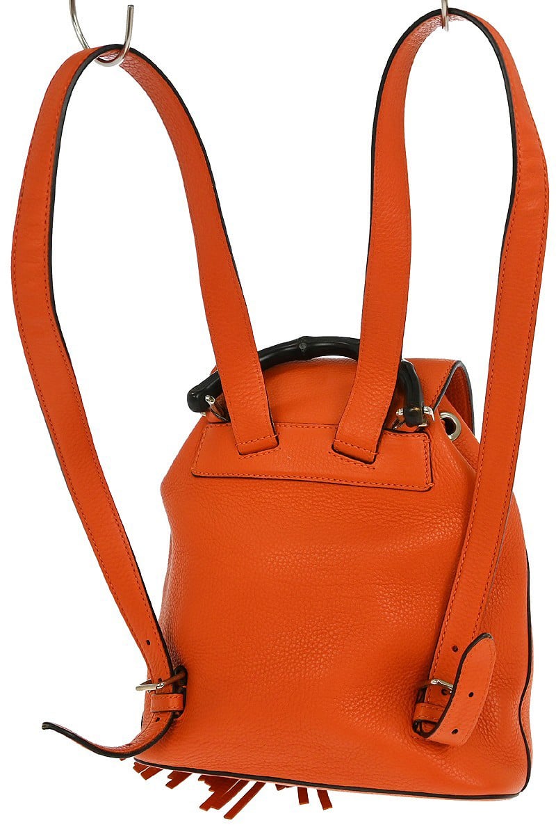 Gucci Gucci Bamboo Tassel Backpack Leather Mini Oranje
