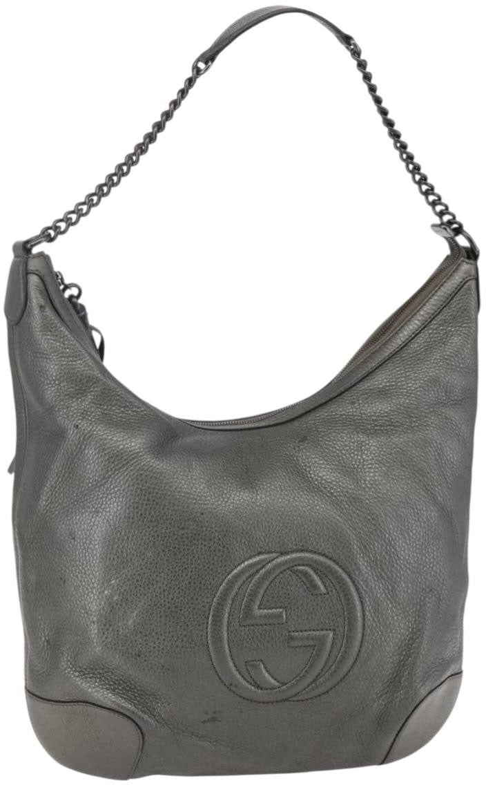 Gucci Gucci Soho Chain Hobo Leather Medium Zilver