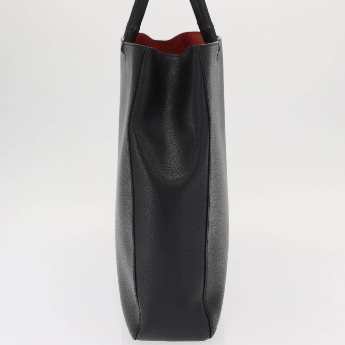 Gucci Vintage Bamboo Handle Tote Leather Zwart