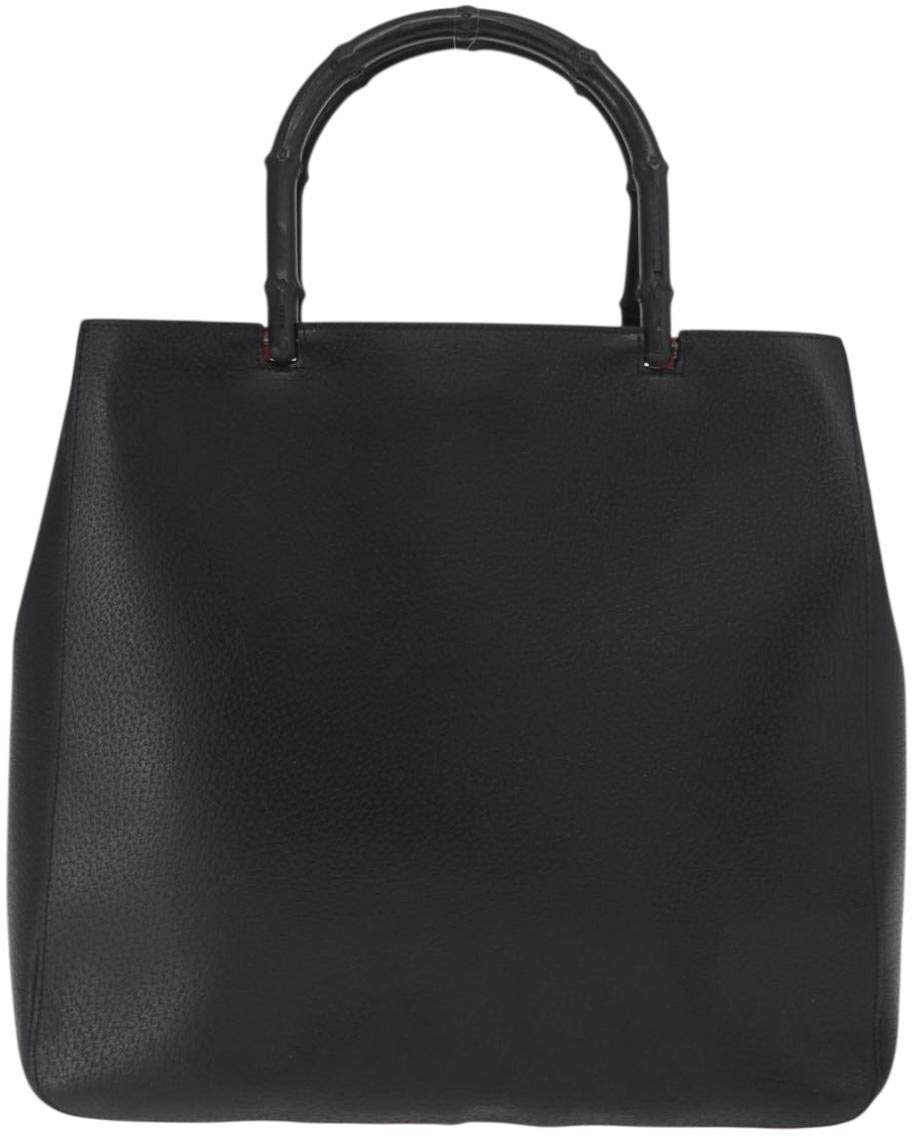 Gucci Vintage Bamboo Handle Tote Leather Zwart