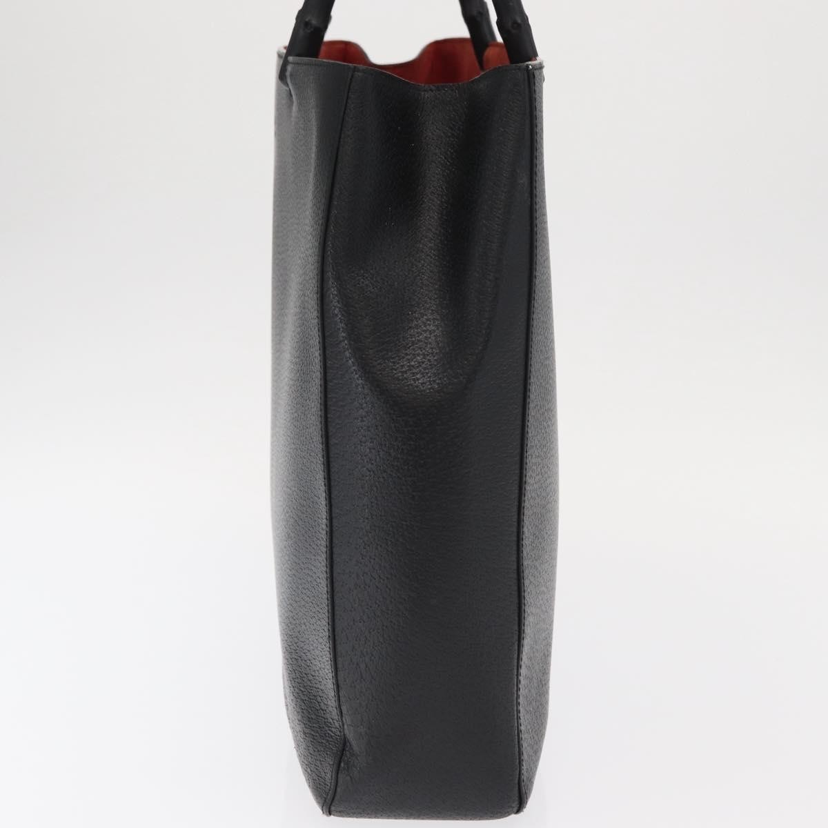 Gucci Gucci Vintage Bamboo Handle Tote Leather Zwart