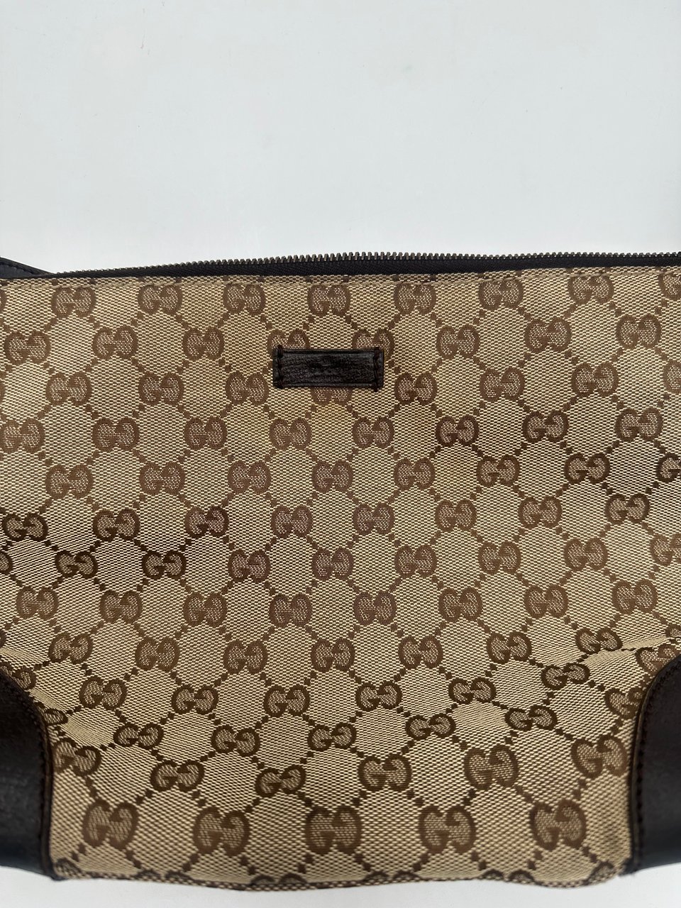 Gucci Gucci Front Pocket Messenger Bag GG Canvas Medium Beige