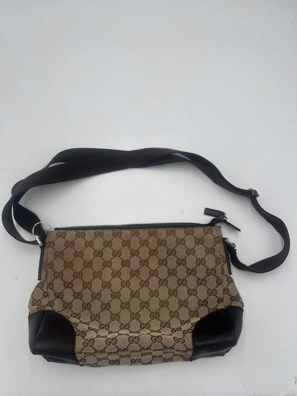 Gucci Gucci Front Pocket Messenger Bag GG Canvas Medium Beige