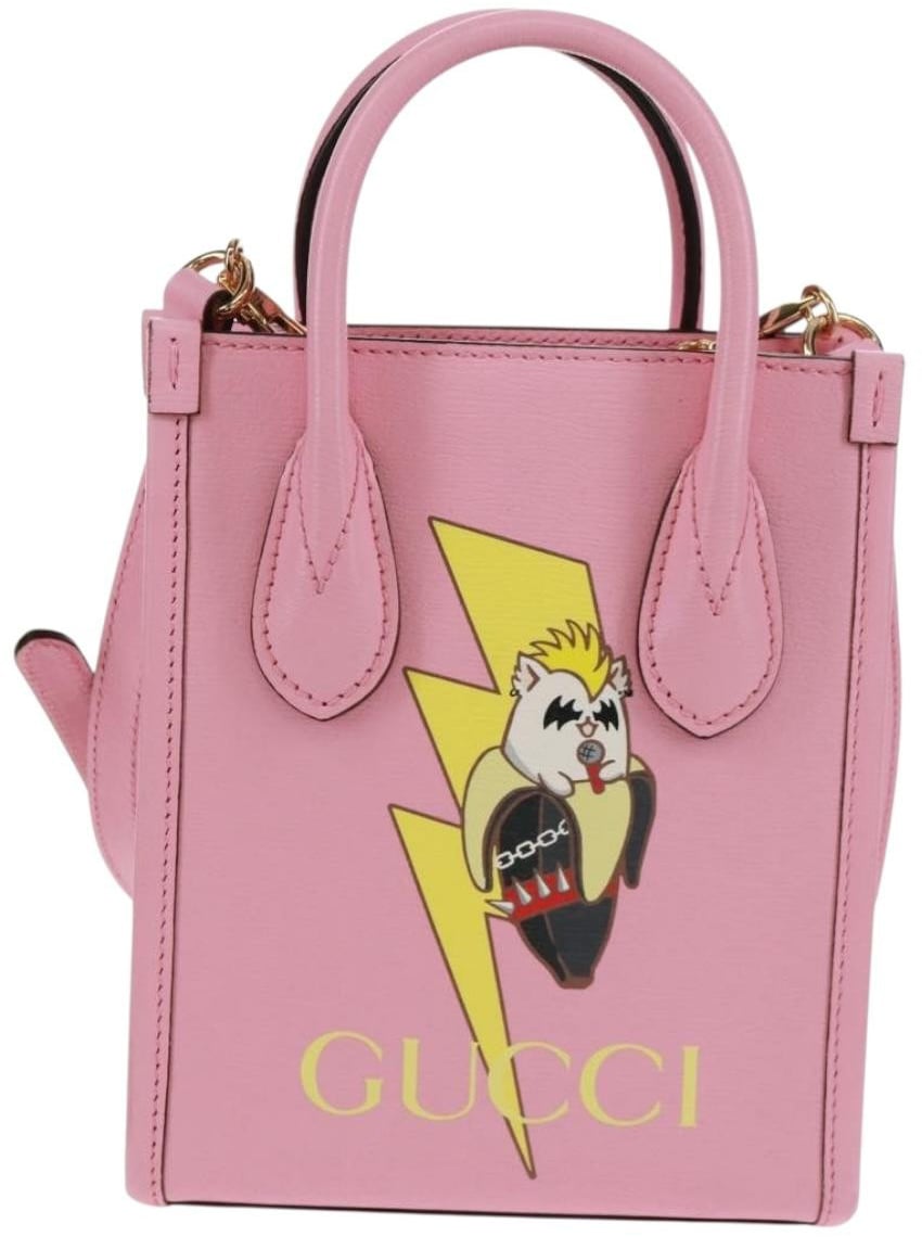 Gucci Gucci Vertical Tote Printed Leather Mini Roze