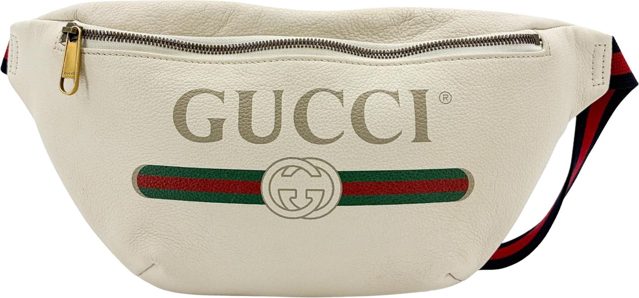 Gucci Logo Belt Bag Printed Leather Medium Wit