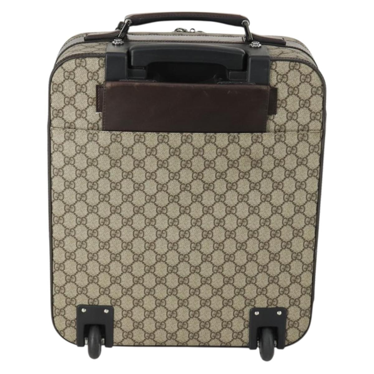 Gucci Gucci Web Trolley Rolling Luggage GG Coated Canvas Small Beige