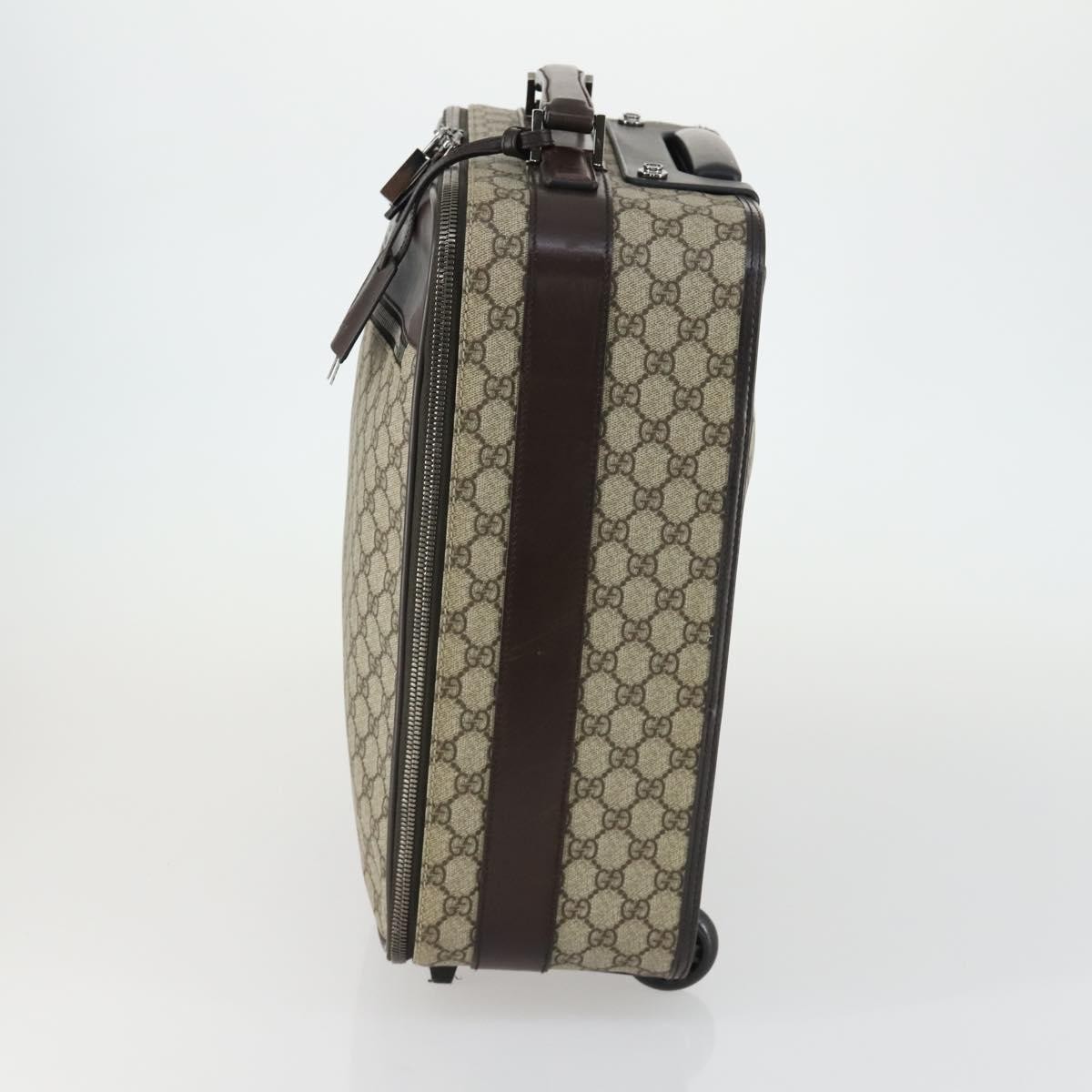 Gucci Gucci Web Trolley Rolling Luggage GG Coated Canvas Small Beige
