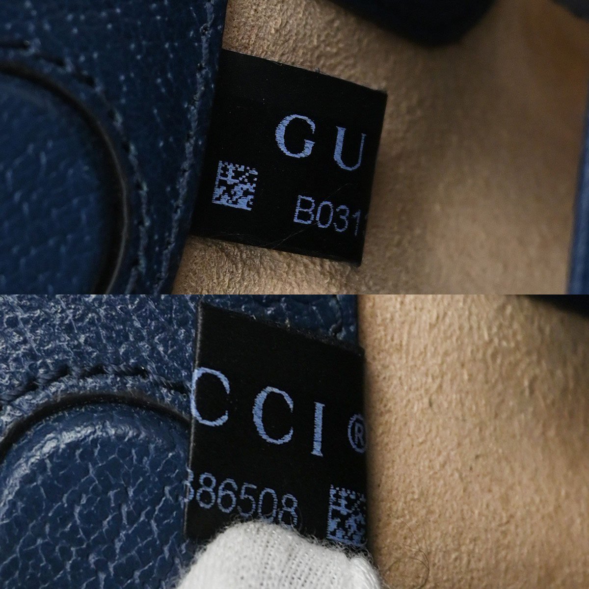 Gucci Gucci Ophidia Chain Shoulder Bag Leather Small Navy