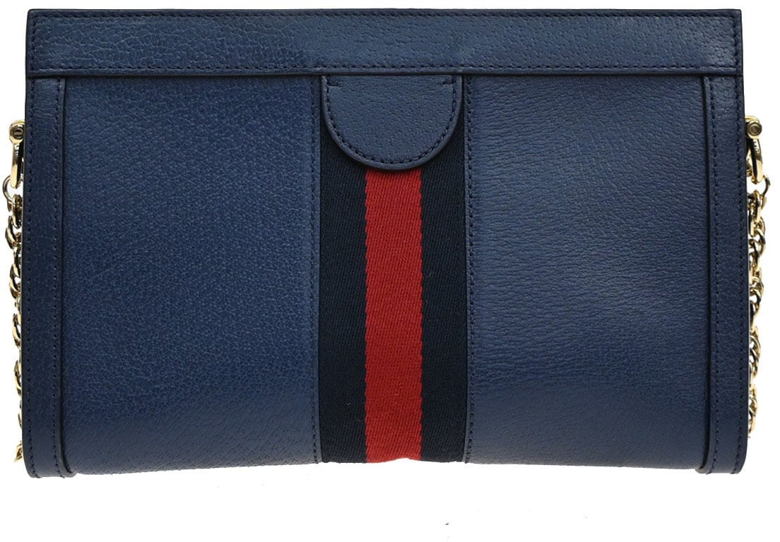 Gucci Gucci Ophidia Chain Shoulder Bag Leather Small Navy