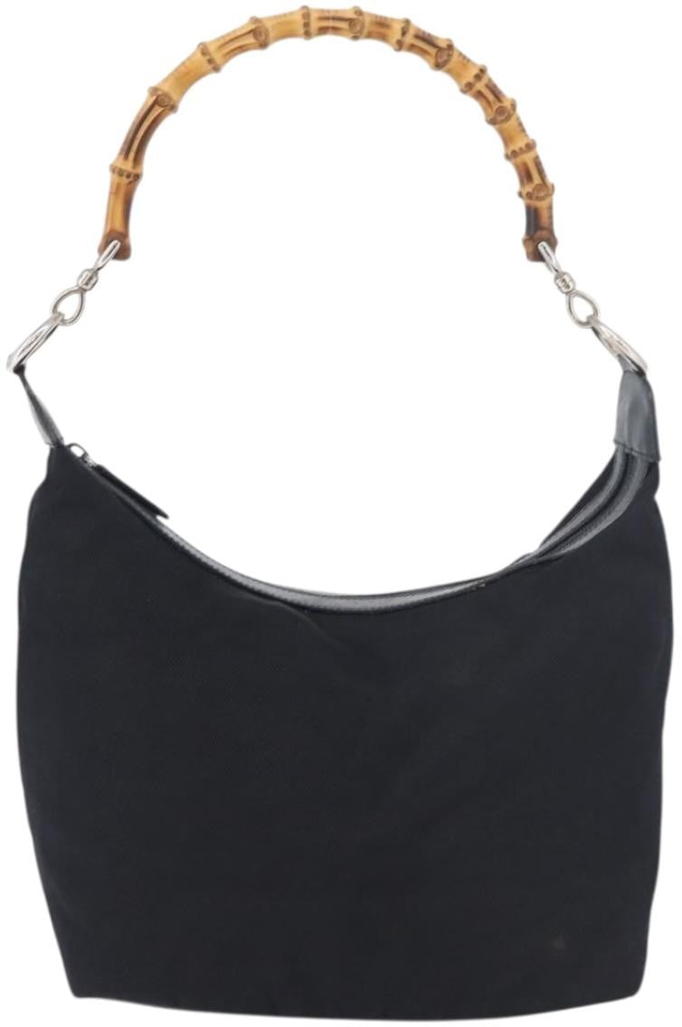 Gucci Vintage Bamboo Hobo Nylon Small Navy