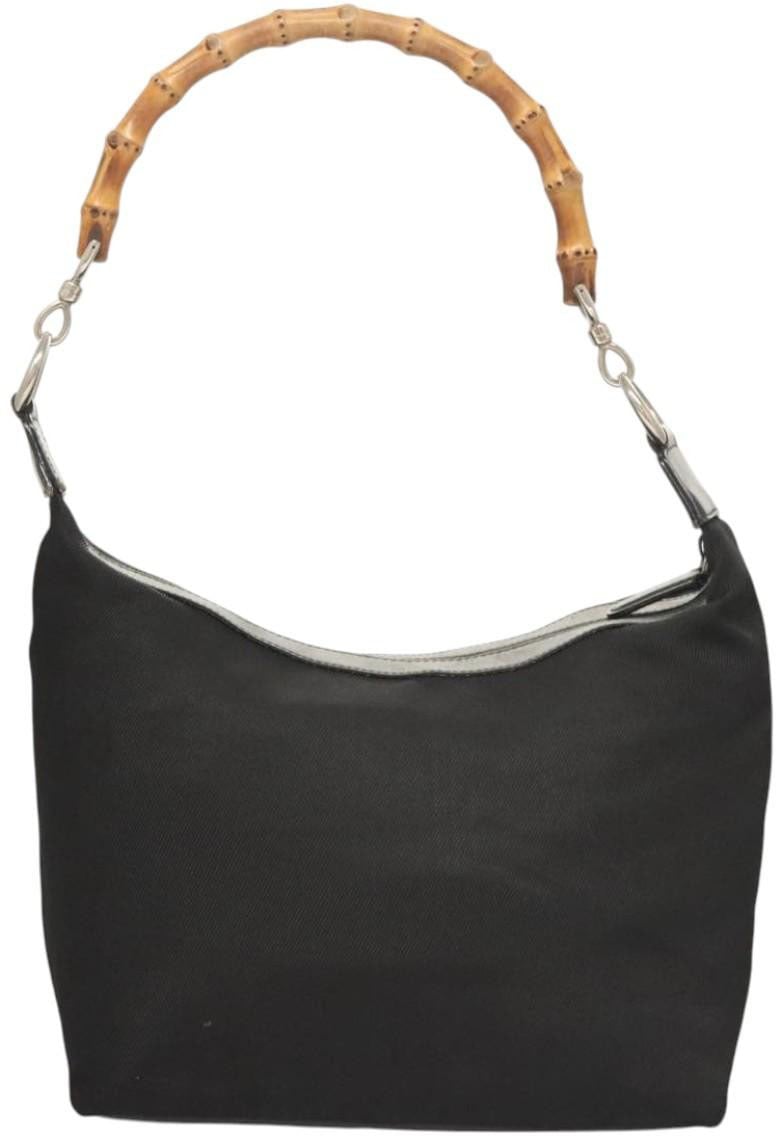 Gucci Gucci Vintage Bamboo Hobo Nylon Small Zwart