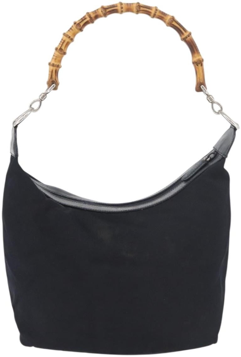 Gucci Vintage Bamboo Hobo Nylon Small Navy