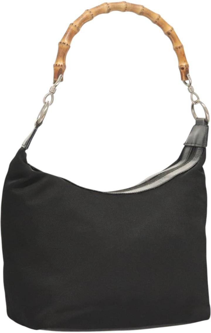 Gucci Gucci Vintage Bamboo Hobo Nylon Small Zwart