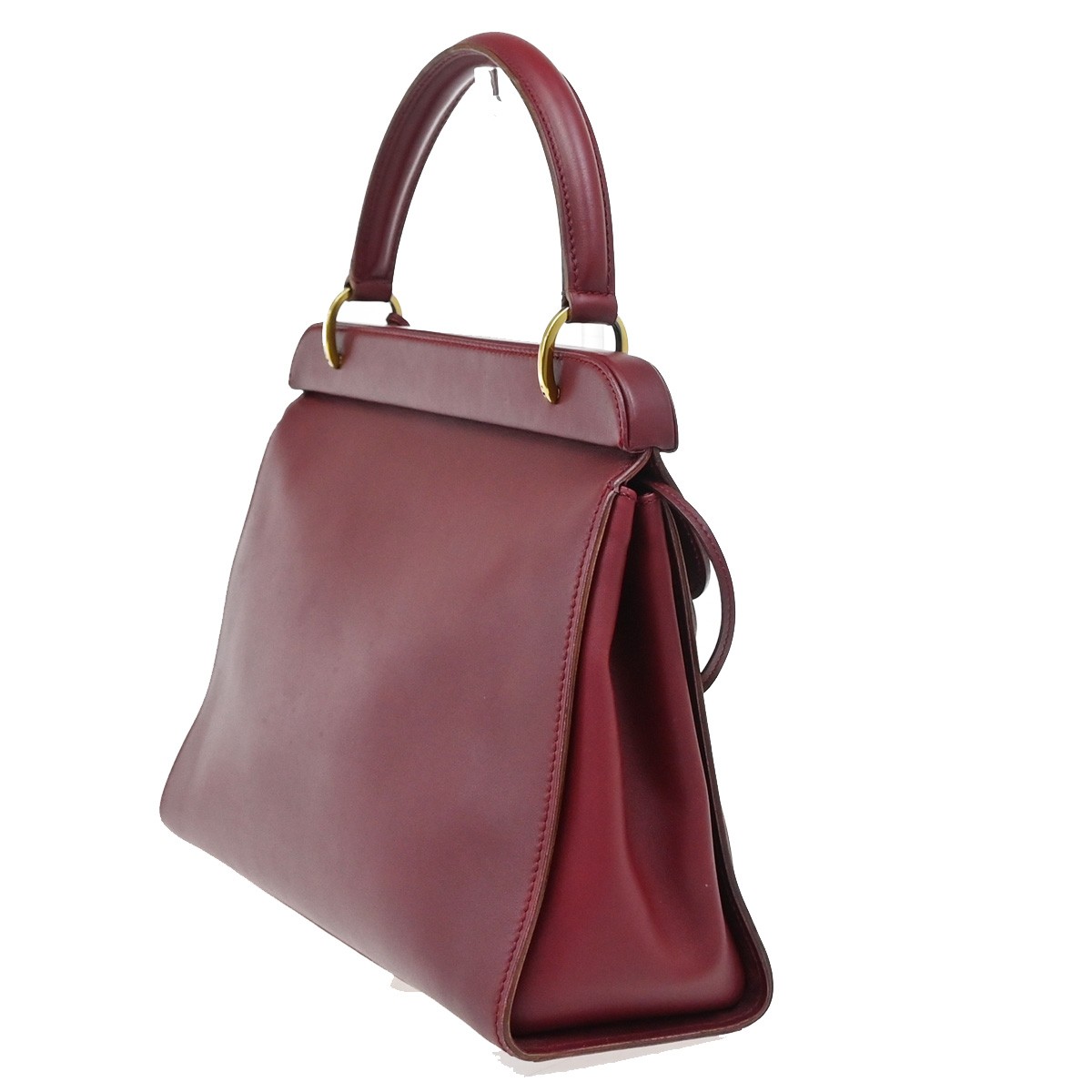 Gucci Gucci Belt Buckle Top Handle Bag Leather Medium Rood