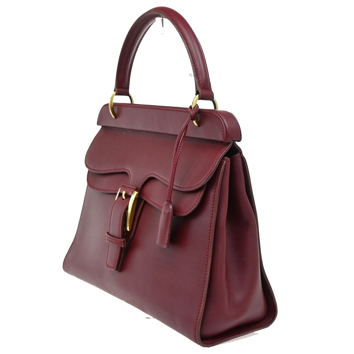 Gucci Gucci Belt Buckle Top Handle Bag Leather Medium Rood