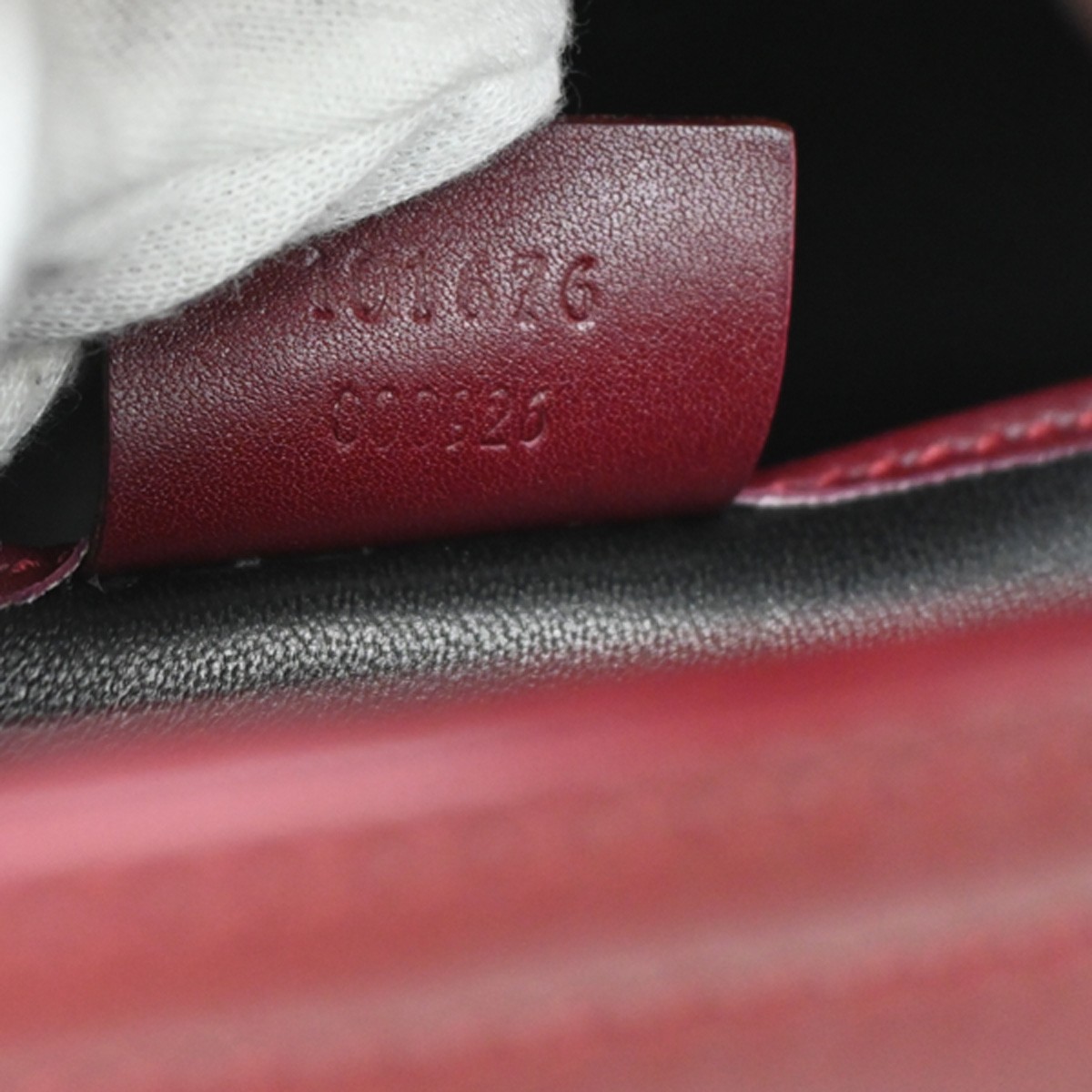 Gucci Gucci Belt Buckle Top Handle Bag Leather Medium Rood