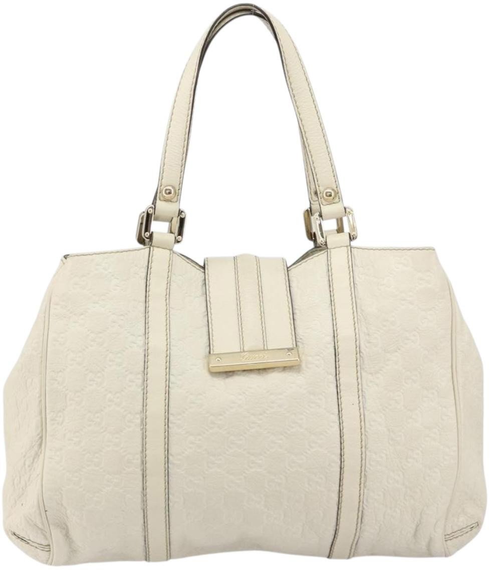 Gucci Gucci New Ladies Web Tote Guccissima Leather Medium Wit
