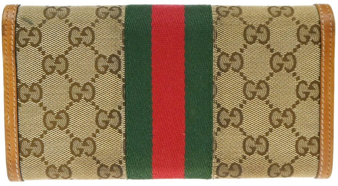 Gucci Vintage Horsebit Continental GG Canvas Long Bruin